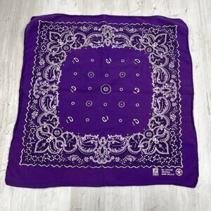 Vintage Paris Accessories Purple Paisley 100% Cotton 19" Square Bandana